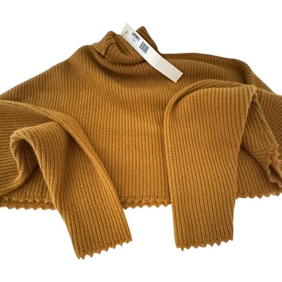 NWTs Lapointe Cropped Frayed Hem Cashmere Silk Turtle Neck Sweater (L) - Picture 13 of 16